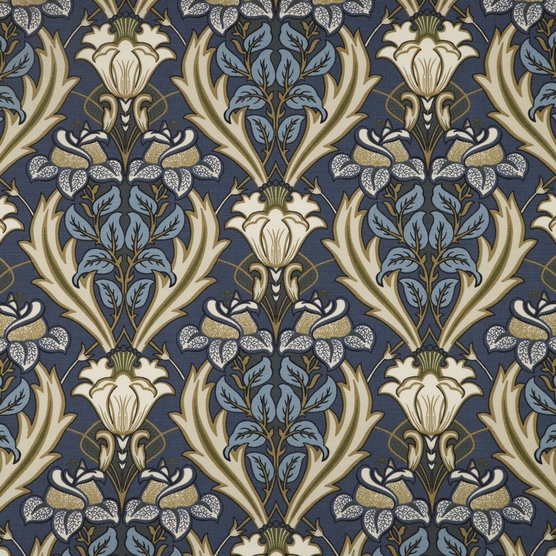 Acanthus Navy Fabric by iLiv