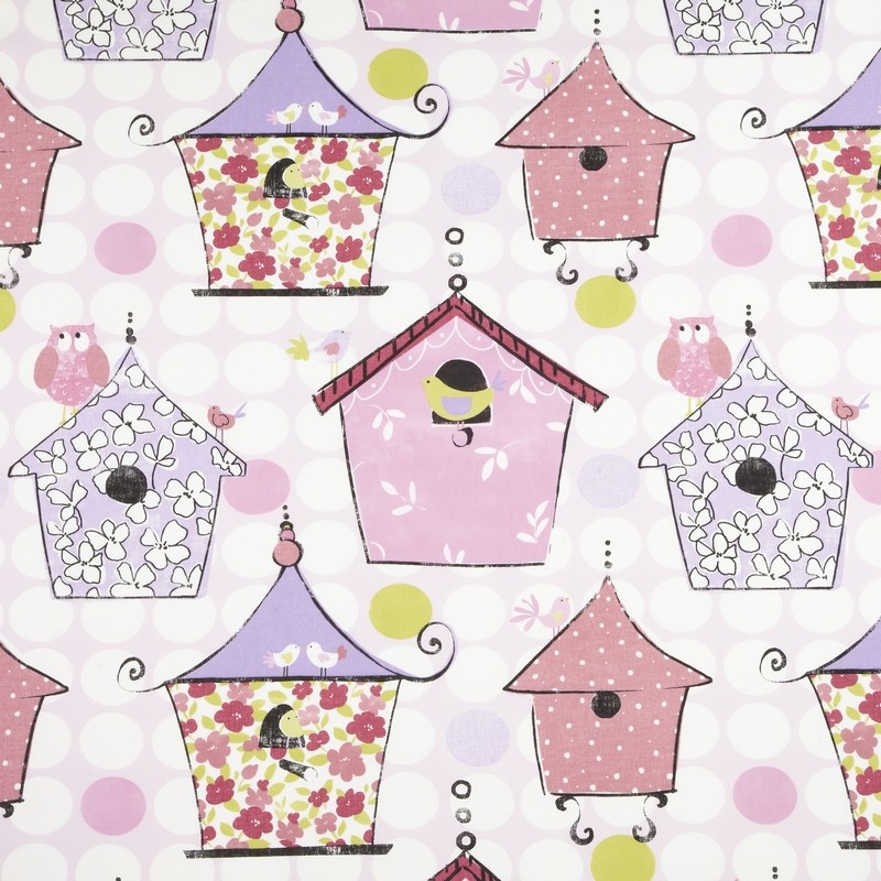 Birdhouse Pink Fabric by iLiv