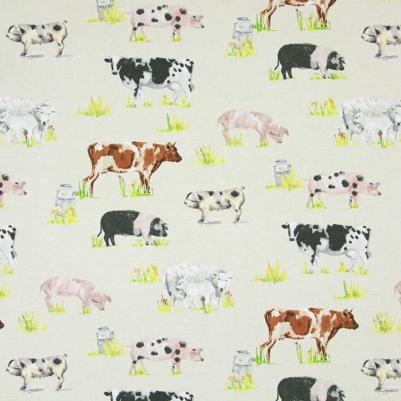 Farmyard Animals Linen Fabric by Prestigious Textiles