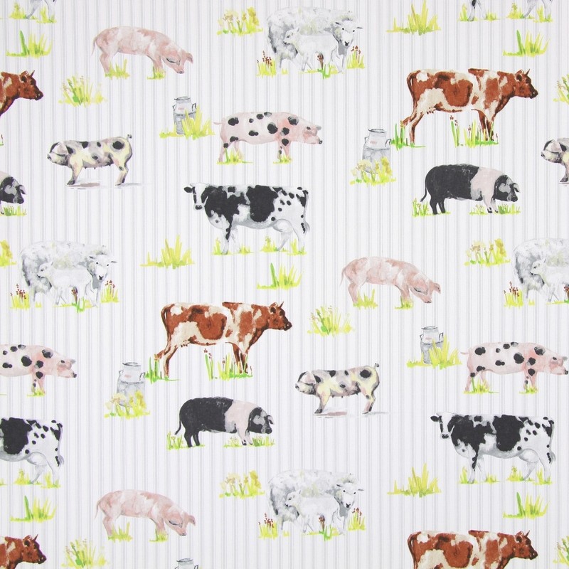 Farmyard Animals Watercolour Fabric by Prestigious Textiles