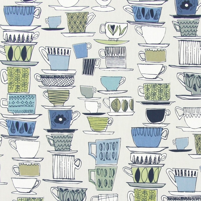 Cups & Saucers Porcelain Fabric by Prestigious Textiles