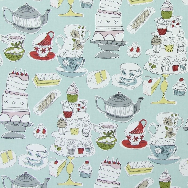 Afternoon Tea Duck Egg Fabric by Prestigious Textiles