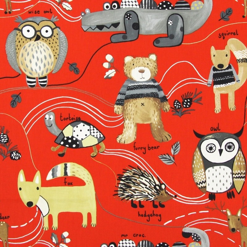 Nature Trail Red Fabric by Prestigious Textiles