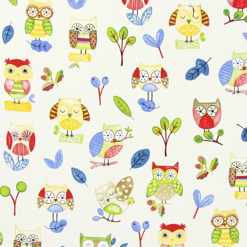 Ollie Owl Paintbox Fabric by Prestigious Textiles