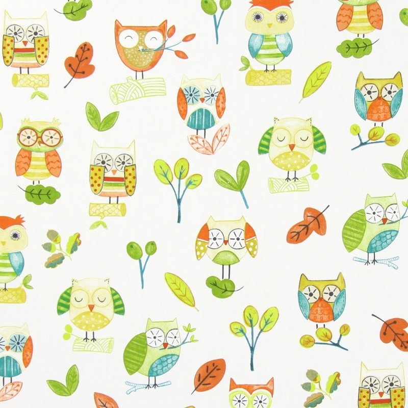 Ollie Owl Marmalade Fabric by Prestigious Textiles