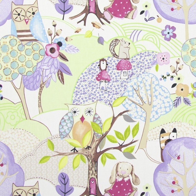 Woodland Friends Lavender Fabric by Prestigious Textiles