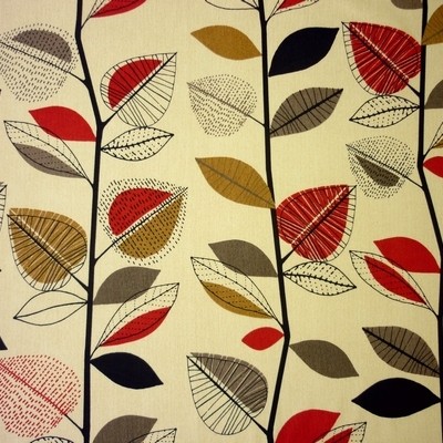 Autumn Leaves Red Berry Fabric by Prestigious Textiles