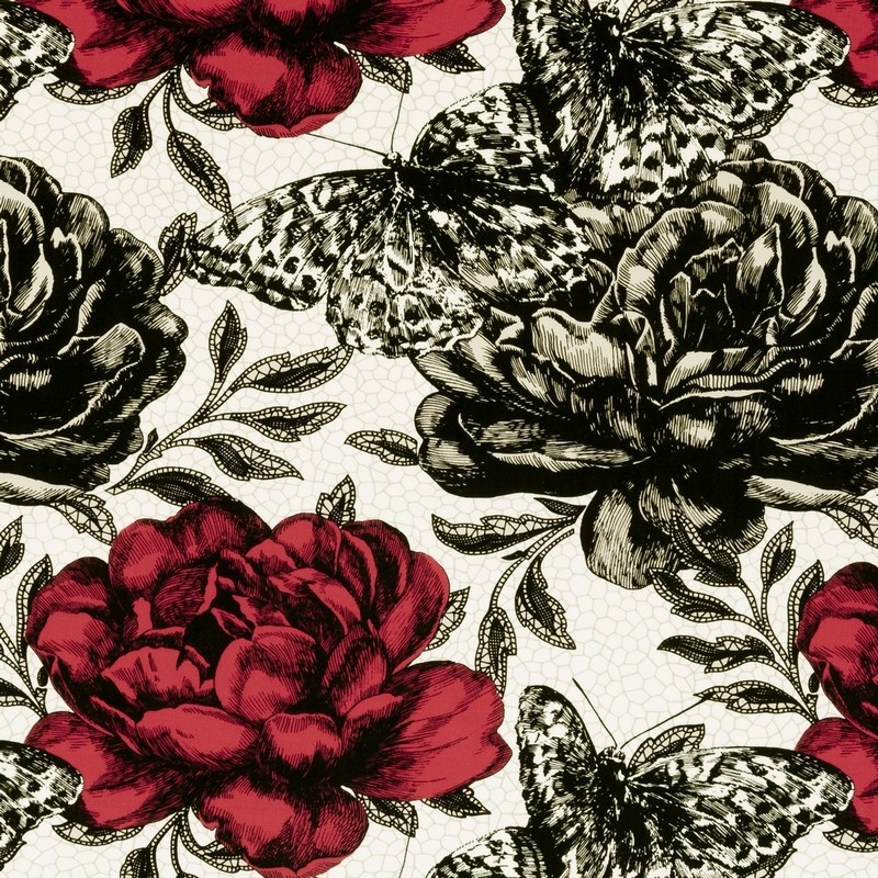 Papillon Rouge Fabric by Clarke & Clarke