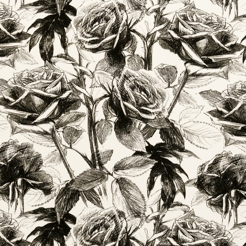 Empress Rose Black / White Fabric by Clarke & Clarke