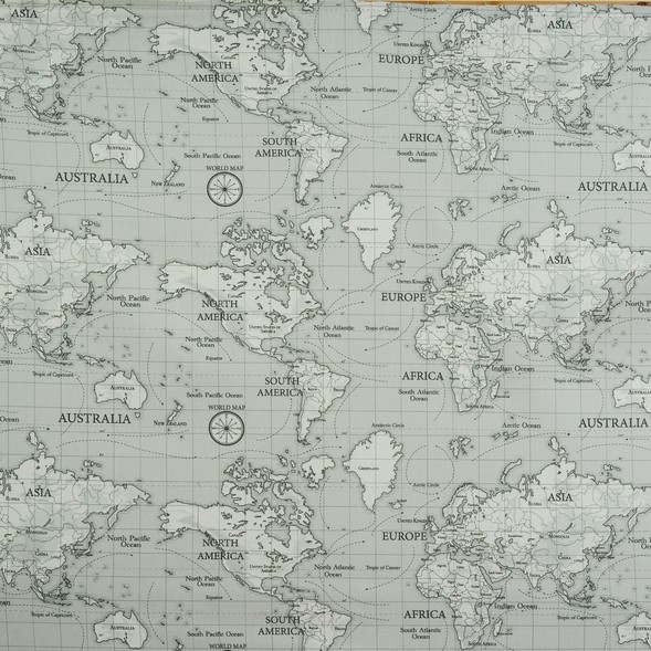 Maps Grey Fabric by Fryetts