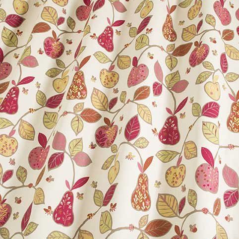Apples & Pears Terracotta Fabric by iLiv