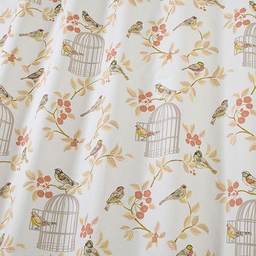 Song Bird Terracotta Fabric by iLiv