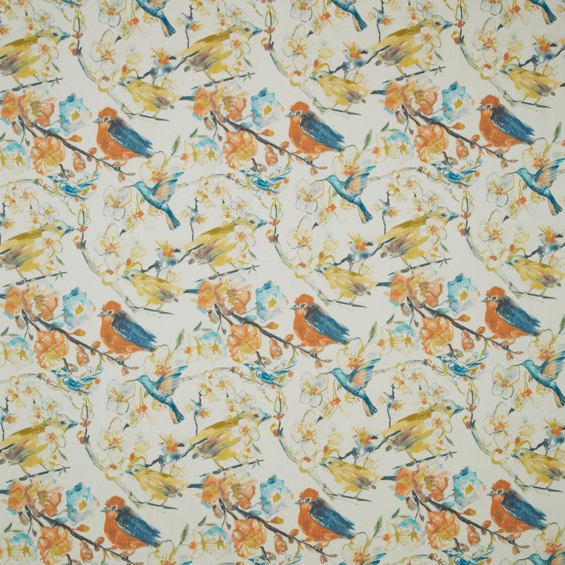 Hummingbird Tangerine Fabric by iLiv