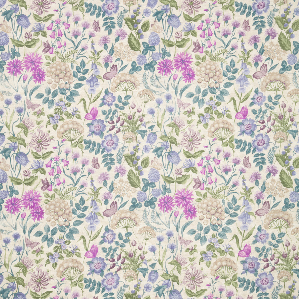 Field Flowers Bilberry Fabric by iLiv