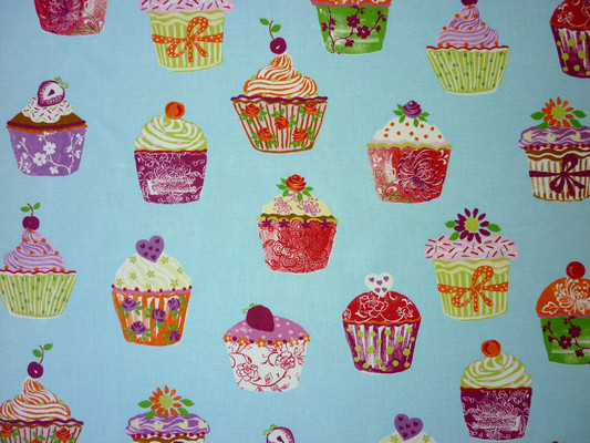Cupcakes Azure Fabric by Prestigious Textiles