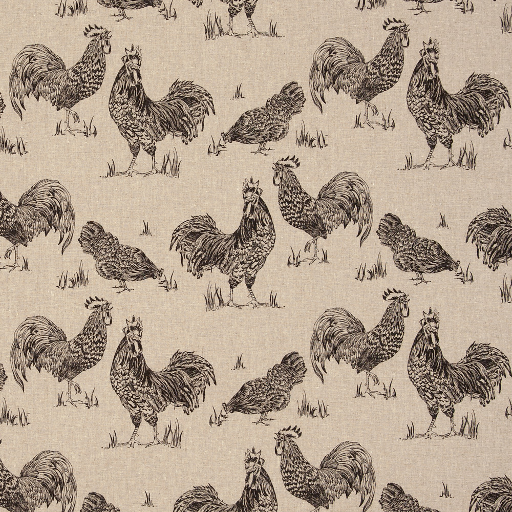 Chickens Noir Fabric by Clarke & Clarke