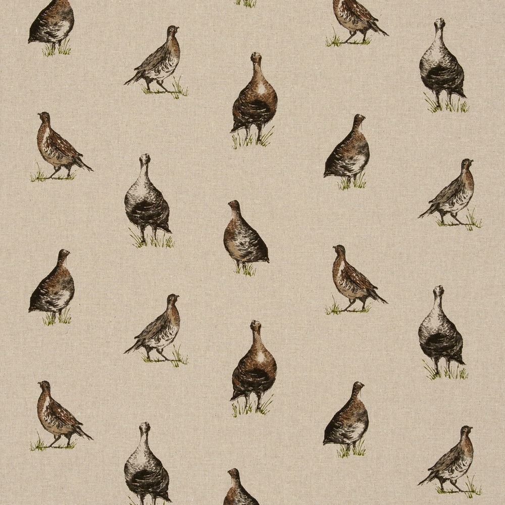 Gamebirds Linen Fabric by Clarke & Clarke