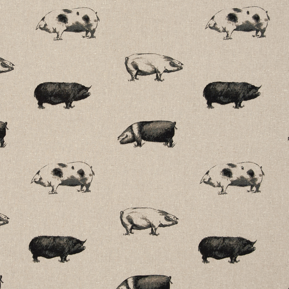 Pigs Noir Fabric by Clarke & Clarke
