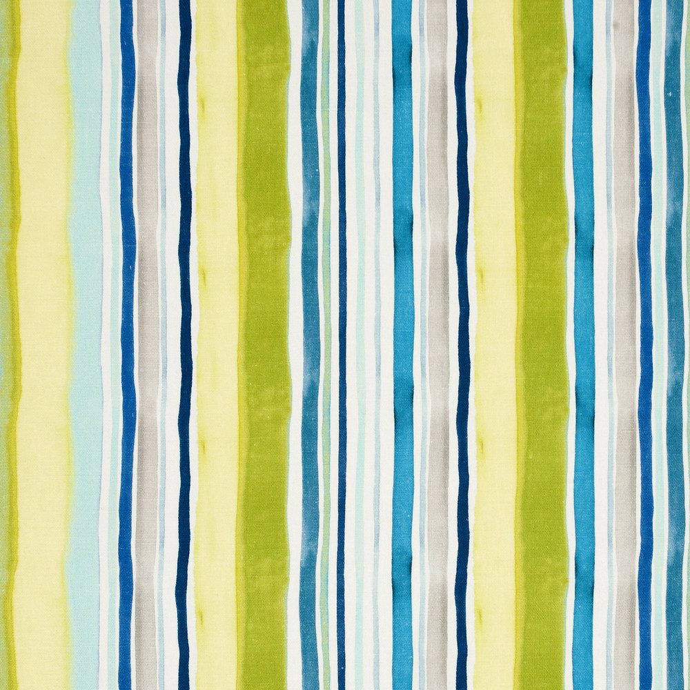 Sunrise Stripe Linen Aqua / Citrus Fabric by Clarke & Clarke
