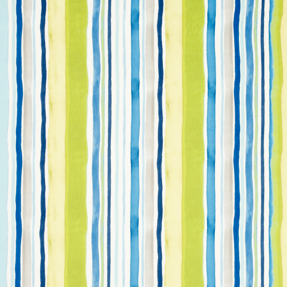 Sunrise Stripe Velvet Aqua / Citrus Fabric by Clarke & Clarke