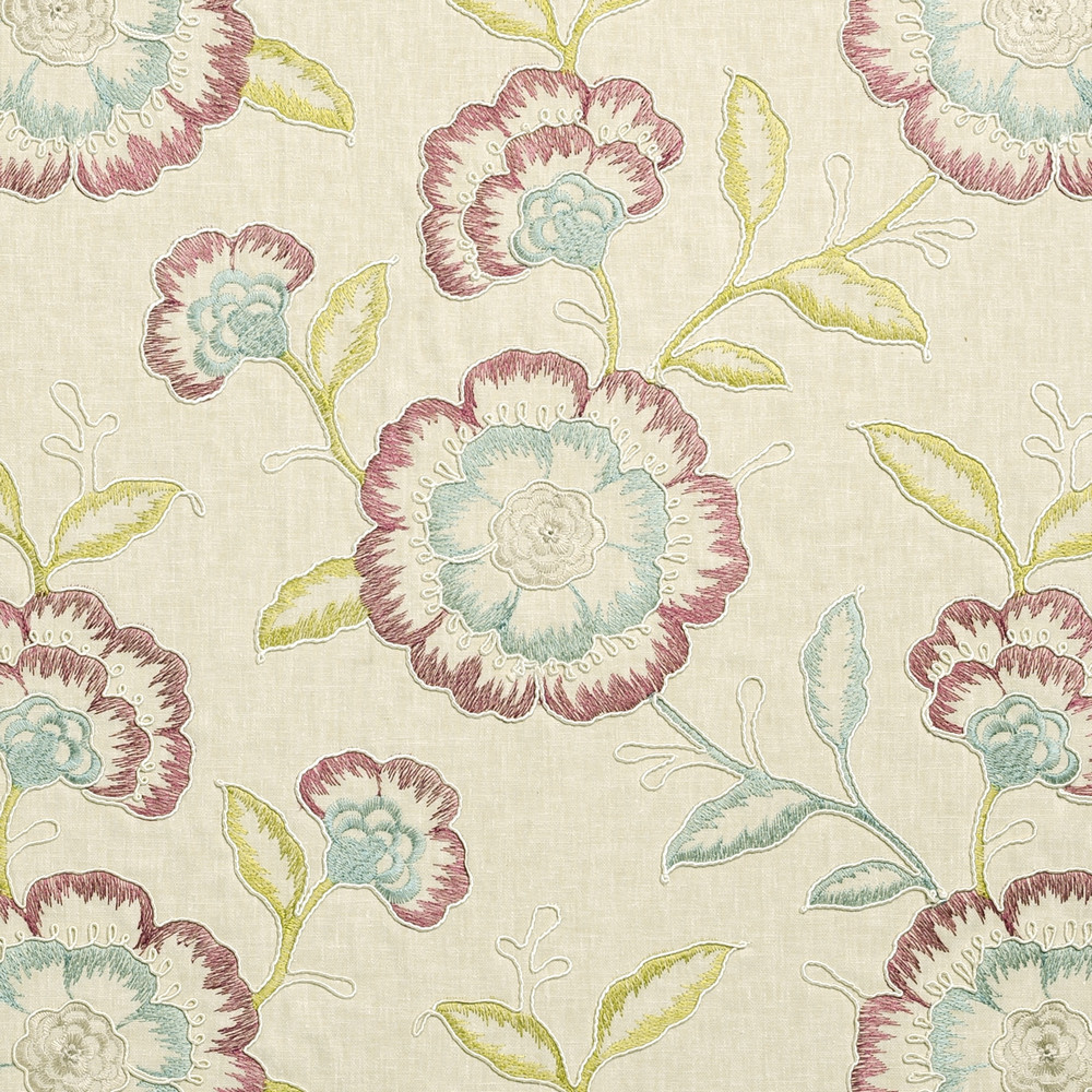 Richmond Raspberry / Duckegg Fabric by Clarke & Clarke