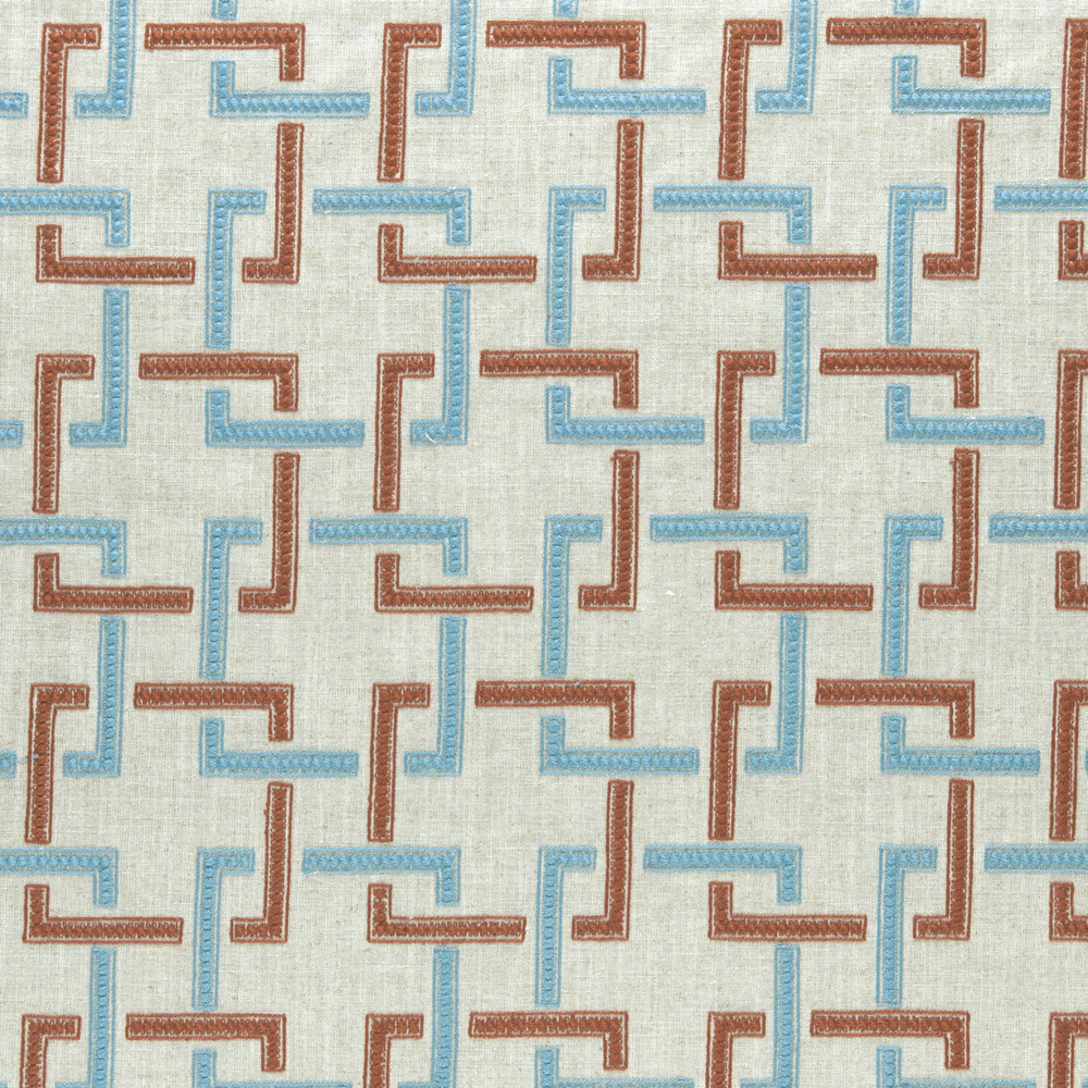 Sekai Cinnabar / Aqua Fabric by Clarke & Clarke