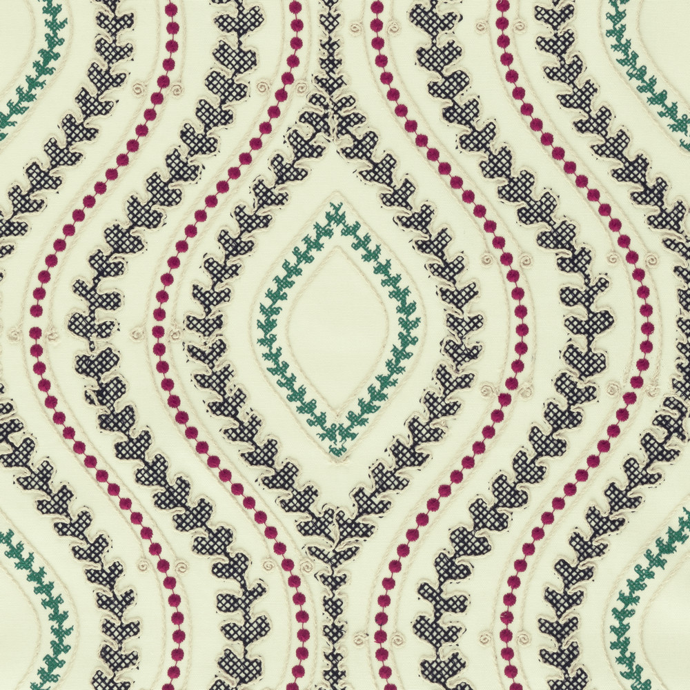 Villefranche Indigo / Cerise Fabric by Clarke & Clarke