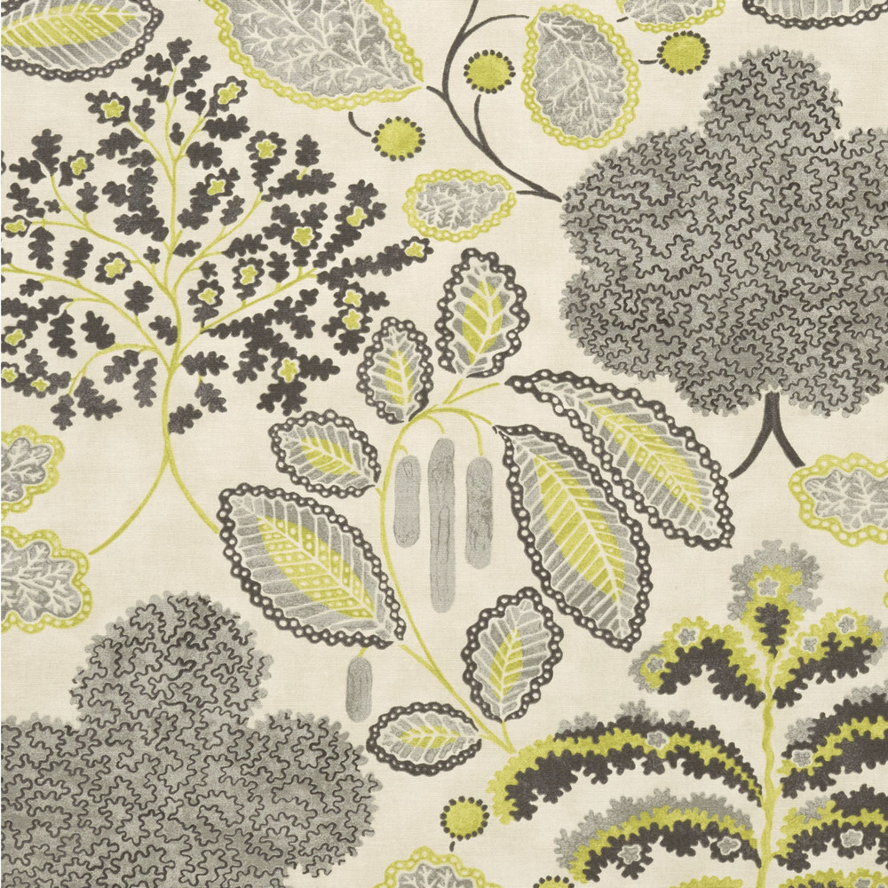 Bloomsbury Charcoal / Chartreuse Fabric by Clarke & Clarke