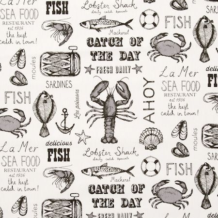 Seafood Charcoal Fabric by Studio G