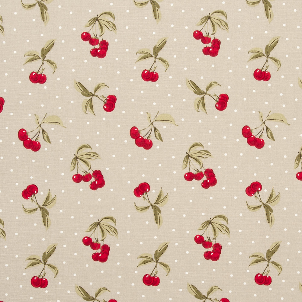 Cherries Taupe Fabric by Studio G