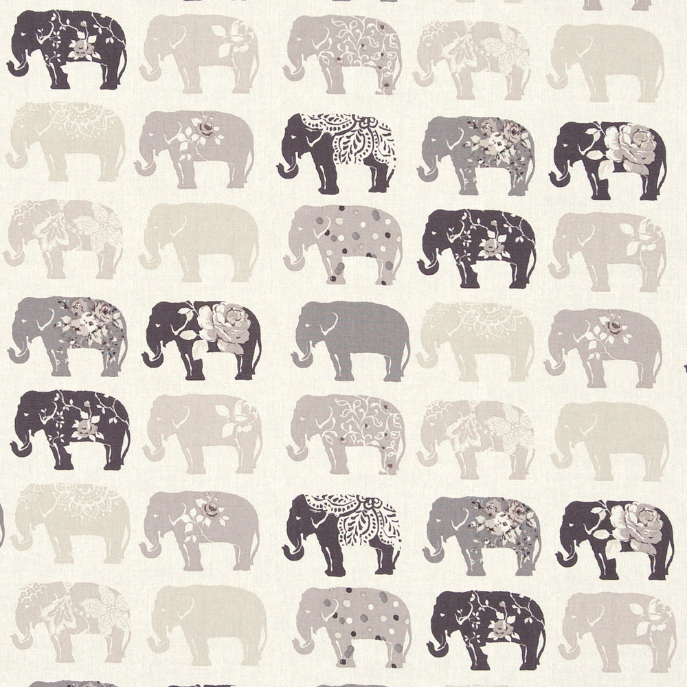 Elephants Natural Fabric by Studio G