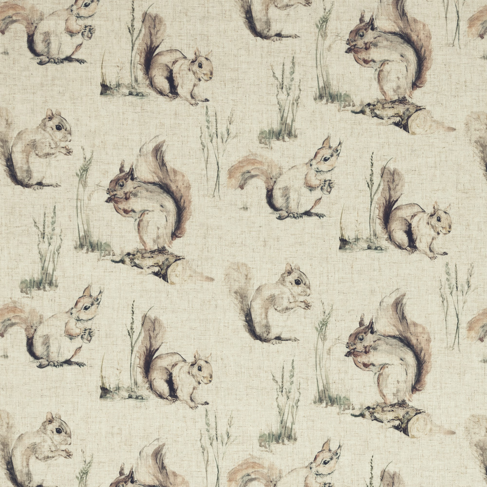 Squirrels Linen Fabric by Studio G