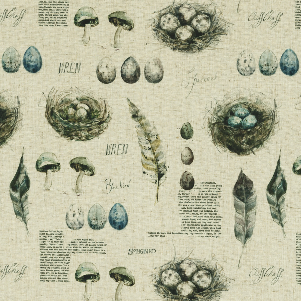 Eggs And Nests Linen Fabric by Studio G