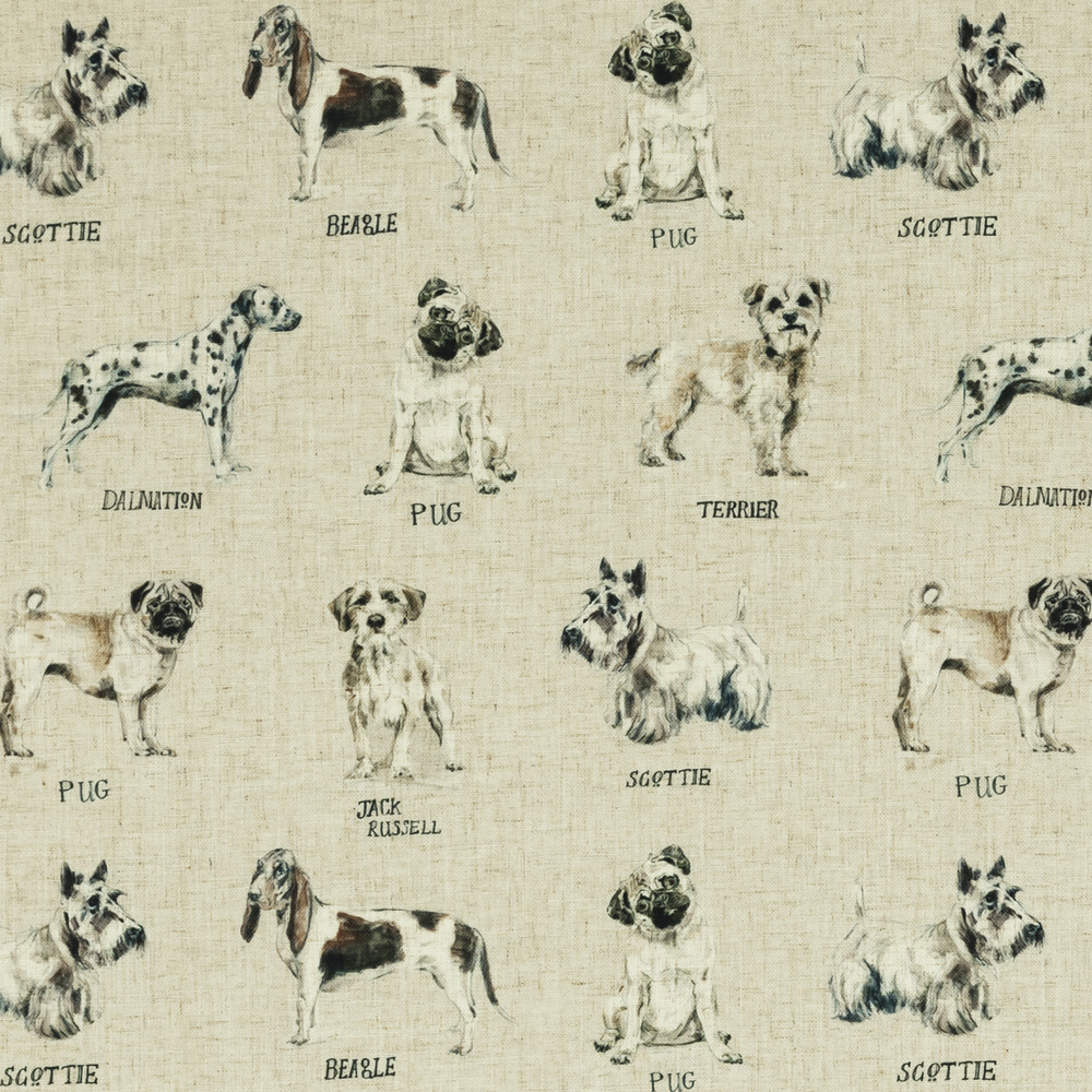 Dogs Linen Fabric by Studio G