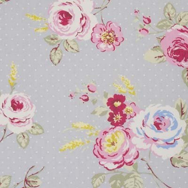 English Rose Grey Fabric by Studio G