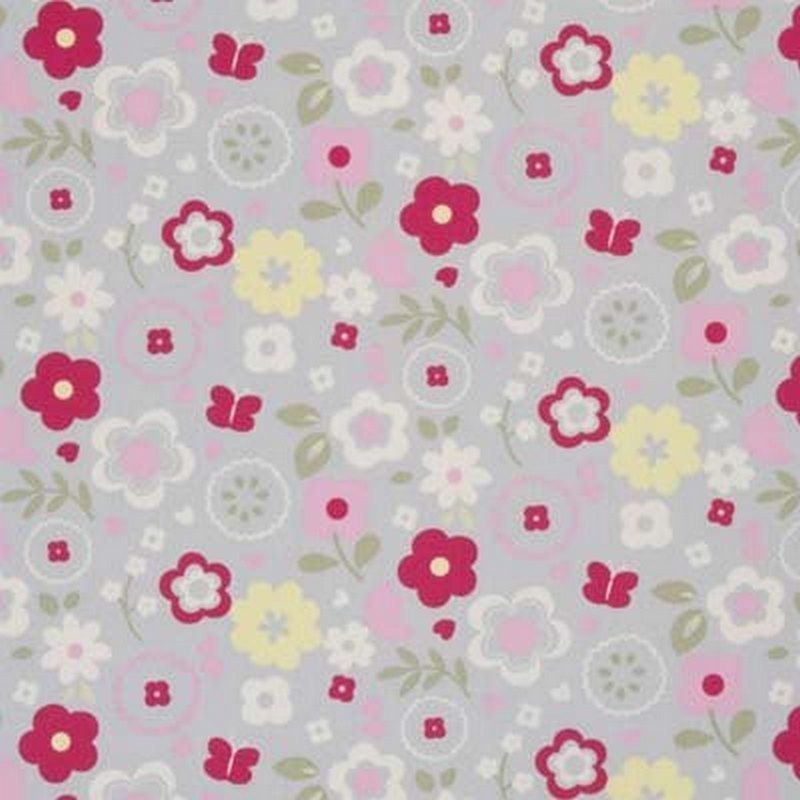 Retro Floral Grey Fabric by Studio G