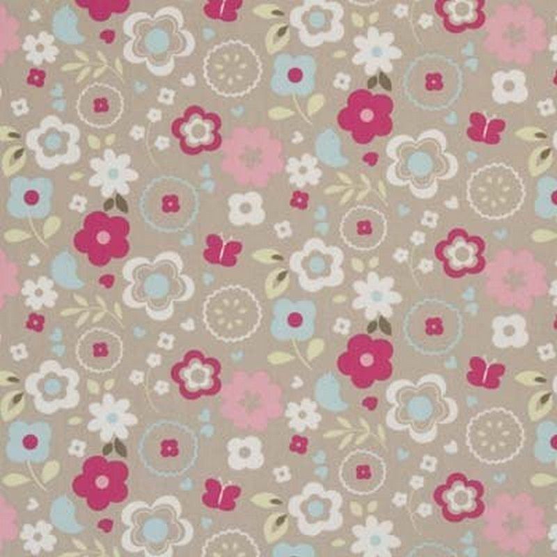 Retro Floral Taupe Fabric by Studio G