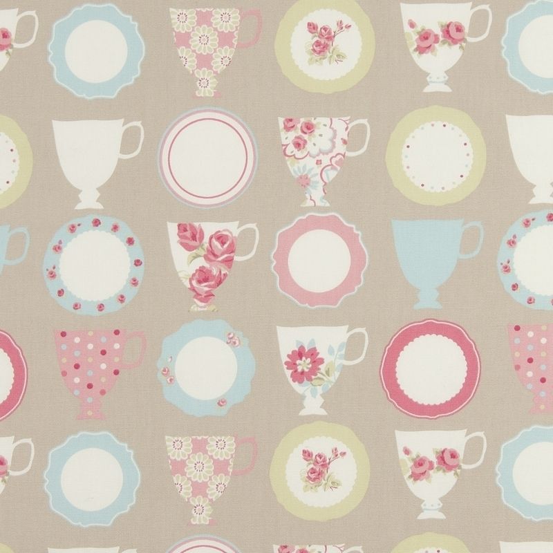 Teacups Taupe Fabric by Studio G
