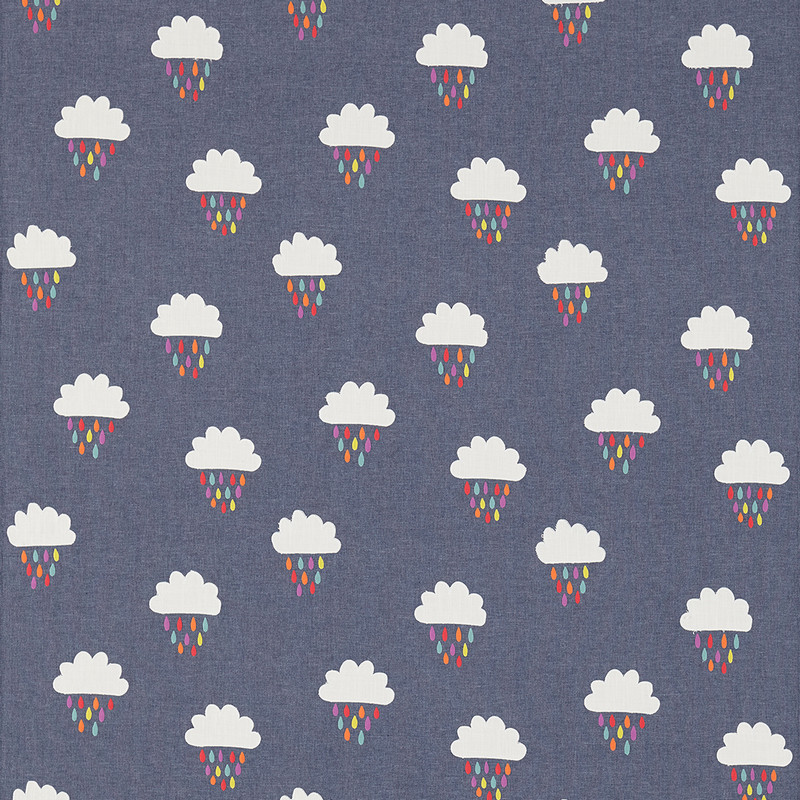 April Showers Denim / Tangerine / Sunshine Fabric by Scion