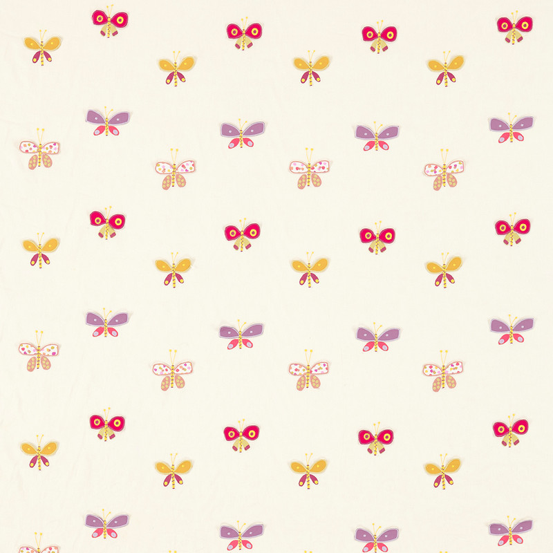 Flutterby Rhubarb / Violet / Rose Fabric by Scion