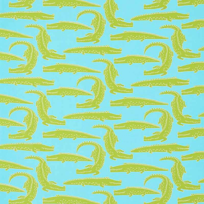 In A While Crocodile Citrus / Lagoon Fabric by Scion