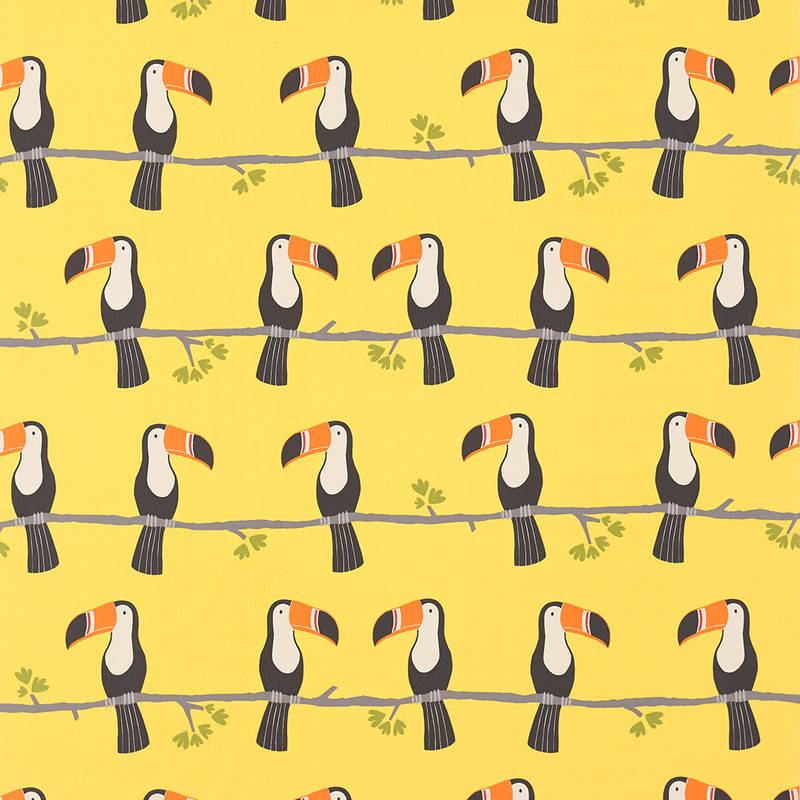 Terry Toucan Tangerine / Charcoal / Maize Fabric by Scion