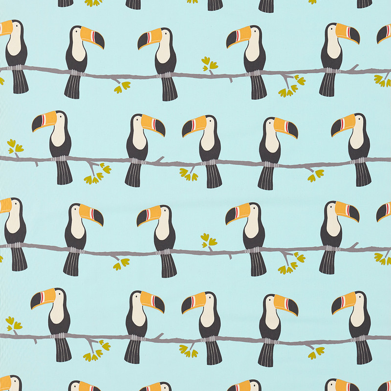 Terry Toucan Honey / Charcoal / Sky Fabric by Scion