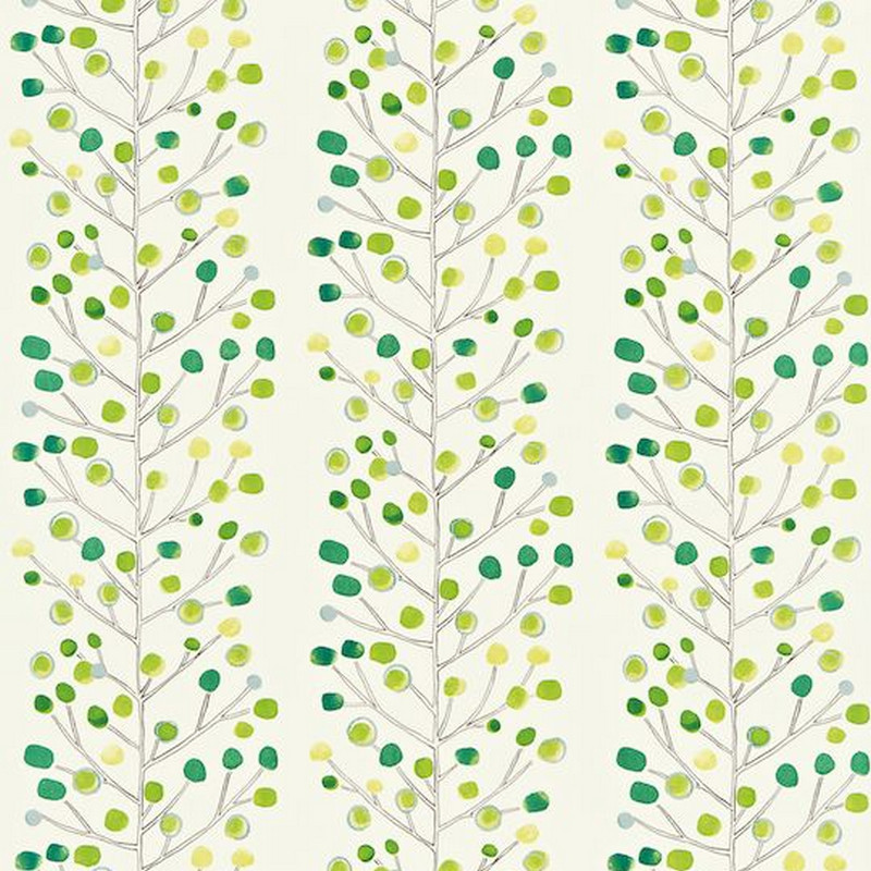 Berry Tree Emerald Lime And Chalk Fabric by Scion