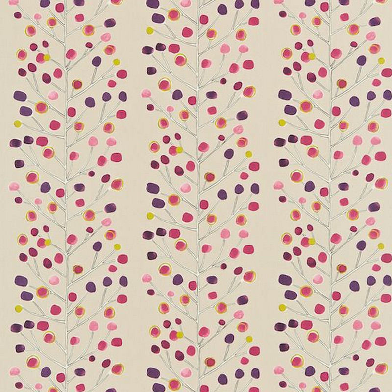 Berry Tree Mink Plum Berry And Lime Fabric by Scion