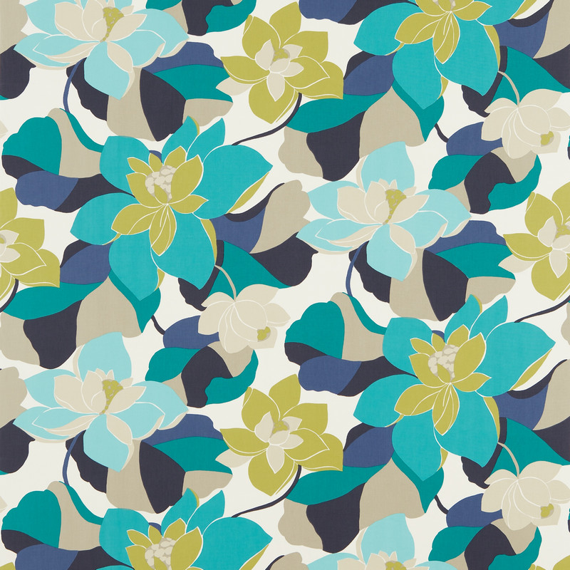 Diva Acid / Jasmine / Kingfisher Fabric by Scion
