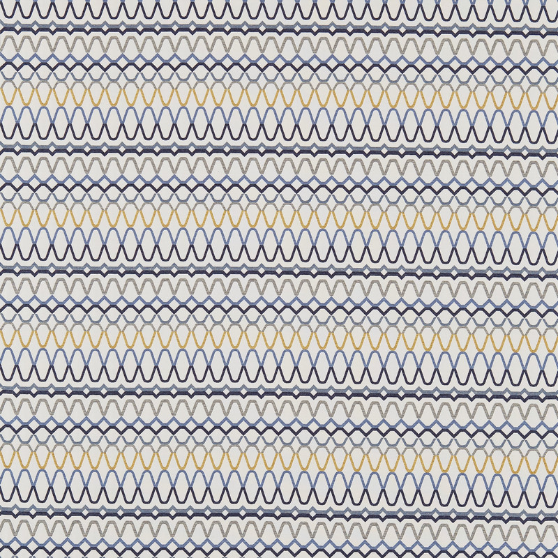 Ada Shale / Denim / Ochre Fabric by Scion
