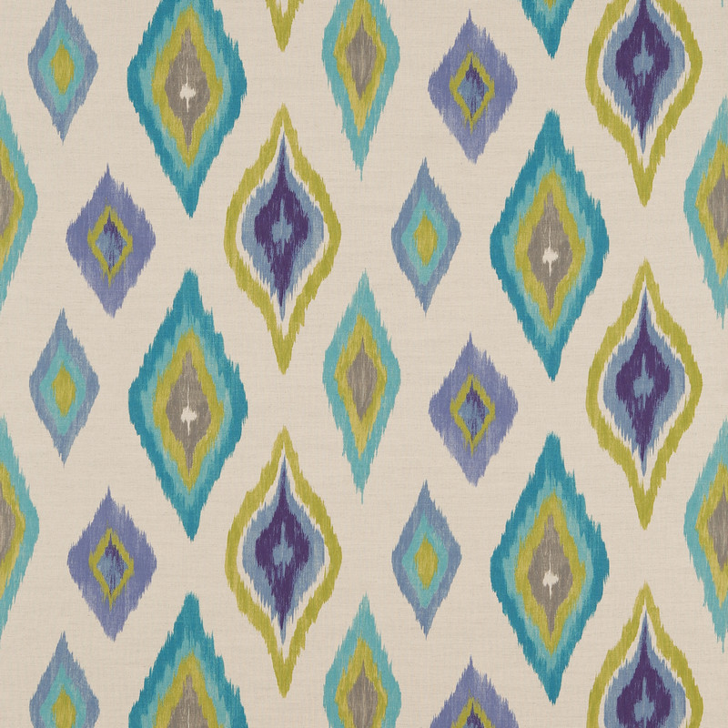 Amala Azure / Lime / Taupe Fabric by Scion
