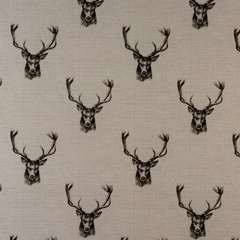 Stags Charcoal Fabric by Fryetts