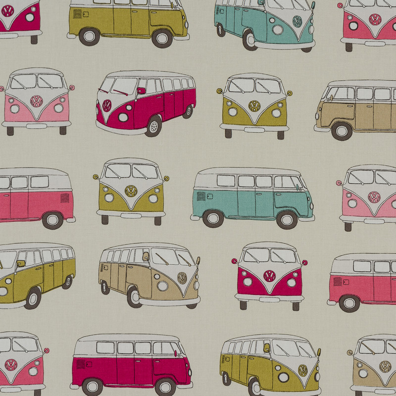 VW Campervans Pink Fabric by Fryetts